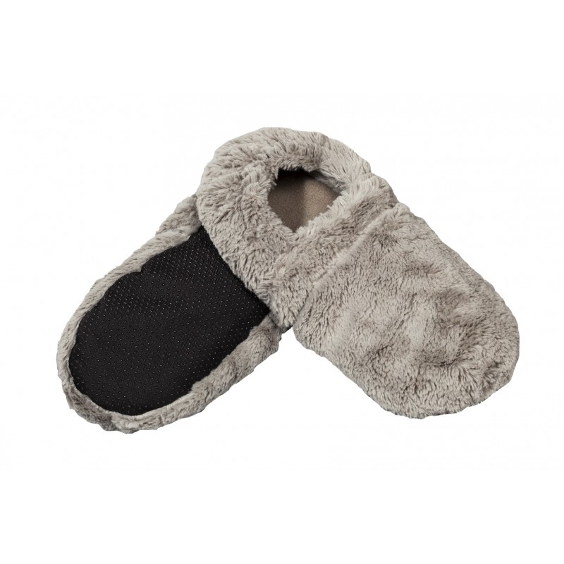 Chaussons chauffants à base de blé et lavande, à chauffer au micro-ondes - Gris - Pelucho (L'artisan du Bien-être)