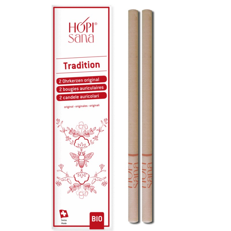 Schweizer Ohrkerzen rot, TRADITION - 2 Stk. - HOPIsana