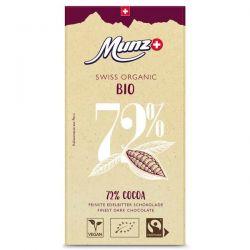 Schweizer Edelbitter Schokolade 72% Cacao, Milch aus der Schweiz, Bio & Fair - 100gr - Munz