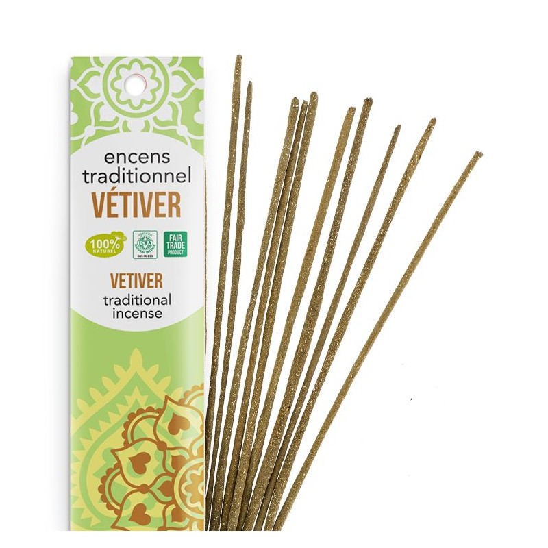 Encens Indiens, 100% naturels "Haute tradition" - Vétiver - 20 pces - Les encens du monde