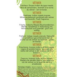 Indischer Weihrauch, 100% natürlich "Hohe Tradition" - Vetiver - 20 pces - Les encens du monde