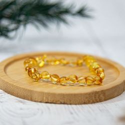 Bracciale in ambra per bambini, allevia il mal di denti e lenisce - MIELE - 14cm - Irréversible Bijoux