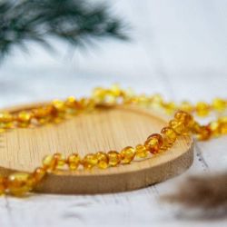 Collier bébé en Ambre, soulage les maux de dents et apaise - HONEY - 32cm - Irréversible Bijoux