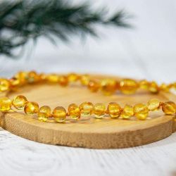 Collier bébé en Ambre, soulage les maux de dents et apaise - HONEY - 32cm - Irréversible Bijoux