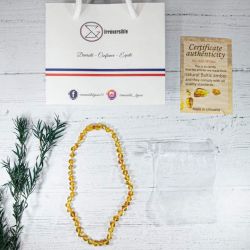 Collier bébé en Ambre, soulage les maux de dents et apaise - HONEY - 32cm - Irréversible Bijoux
