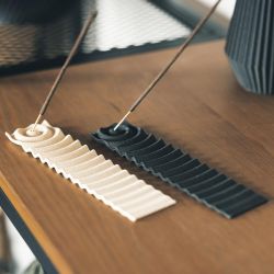 Porte encens en bois et amidon imprimée en 3D - Onde, Pin doré - COPO Design