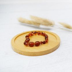 Babyarmband aus Bernstein, lindert Zahnschmerzen und beruhigt - COGNAC - 14cm - Irréversible Bijoux