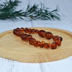 Bracciale in ambra per bambini, allevia il mal di denti e lenisce - COGNAC - 14cm - Irréversible Bijoux