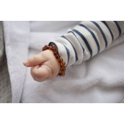  Bracelet bébé en Ambre, soulage les maux de dents et apaise - COGNAC - 14cm - Irréversible Bijoux