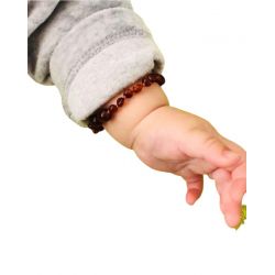 Bracciale in ambra per bambini, allevia il mal di denti e lenisce - COGNAC - 14cm - Irréversible Bijoux
