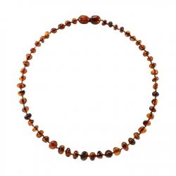 Collier bébé en Ambre, soulage les maux de dents et apaise - COGNAC - 32cm - Irréversible Bijoux