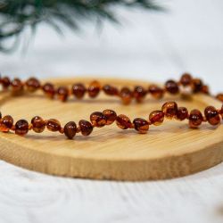 Collana in ambra per bambini, allevia il mal di denti e lenisce - COGNAC - 32cm - Irréversible Bijoux