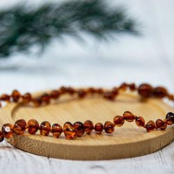 Collana in ambra per bambini, allevia il mal di denti e lenisce - COGNAC - 32cm - Irréversible Bijoux