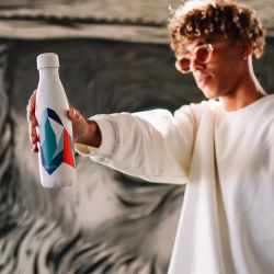 Bouteille en inox isotherme à double paroi, "Altitude" Blanche - 500ml - Qwetch 