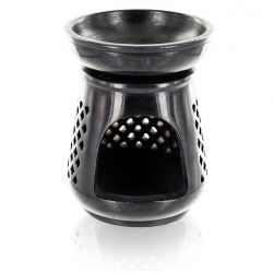 Räucherstäbchenhalter aus gemeißeltem Stein, "Moucharabieh", Schwarz - Les encens du monde