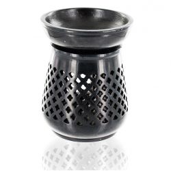 Räucherstäbchenhalter aus gemeißeltem Stein, "Moucharabieh", Schwarz - Les encens du monde