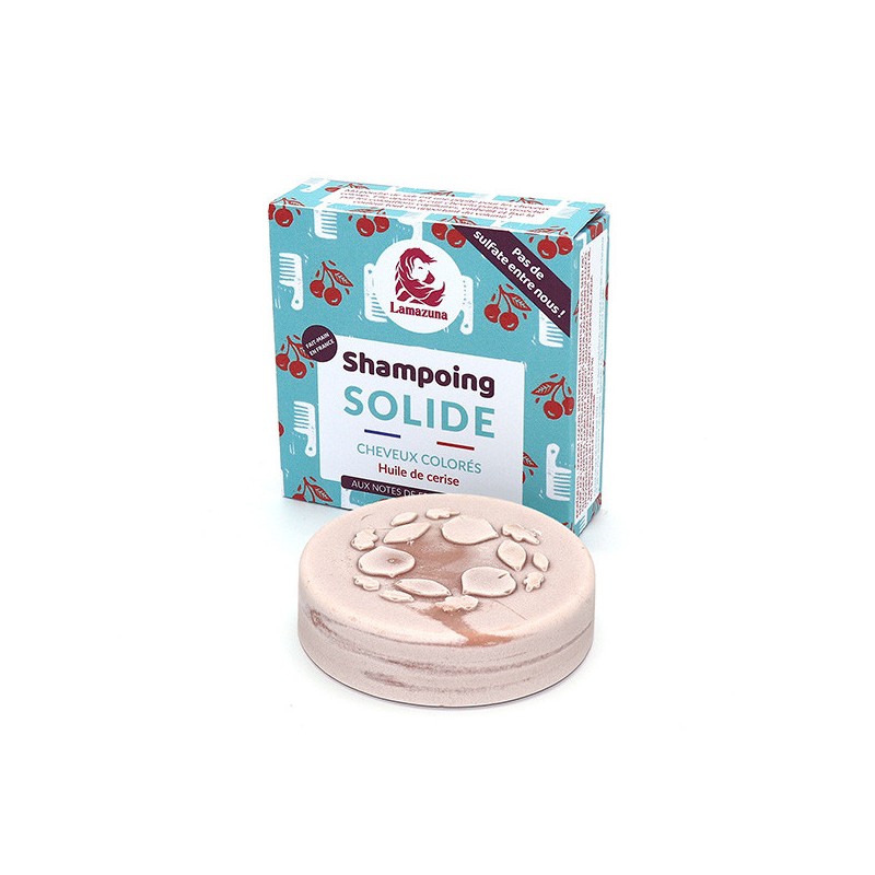 Shampoing solide pour cheveux colorés (sans huiles essentielles) - Huile de cerise - 70g - Lamazuna
