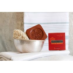 Aleppo-Seife "roter Tonerde" (30% Tonerde / 70% Olive) - Kartonschachtel 100g - Karawan