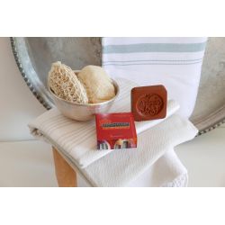 Savon d'Alep "Argile Rouge" (30% argile / 70% olive)  - Boite en carton de 100g - Karawan