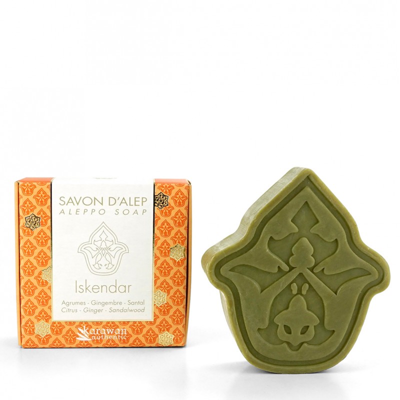 Savon d'Alep parfumé "Iskendar", aux notes d'agrumes - 100g - Karawan