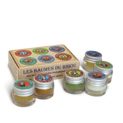 Kit da viaggio, 6 balsami da massaggio - 6x 7ml - Les Baumes du Hibou