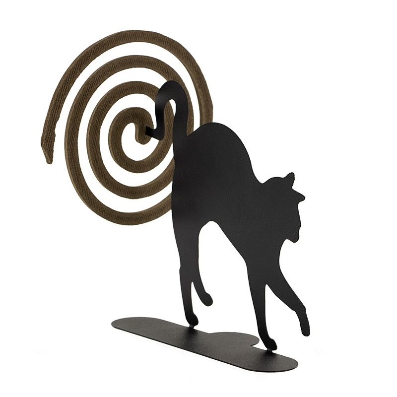 Porta incenso a spirale in ferro, Gatto Nero - Les encens du monde
