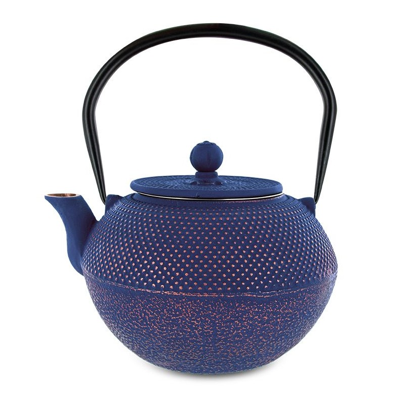 Théière en fonte, SONG bleue, avec filtre inox - 1,2 litre - Aromandise