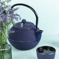 Teekanne aus Gusseisen, SONG blau, mit Edelstahlfilter - 1,2 Liter - Aromandise