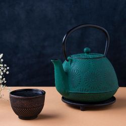 Teiera in ghisa, HANAMI smeraldo, con filtro in acciaio inossidabile - 1,2 litri - Aromandise