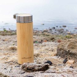 Gourde en bambou, avec double paroi et filtre en inox pour vos infusions - 450ml - Aromandise