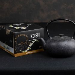 Théière en fonte, KOISHI noir moucheté, avec filtre inox - 0,5 litre - Aromandise
