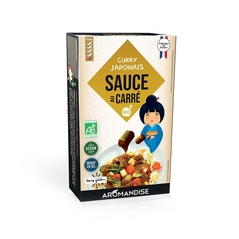Salsa quadrata Bio, Curry giapponese - 90g, 5 porzioni - Aromandise