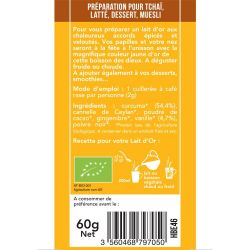 Bio-Goldlatte (Gewürzmischung), Kurkuma-Vanille - 60g - Aromandise