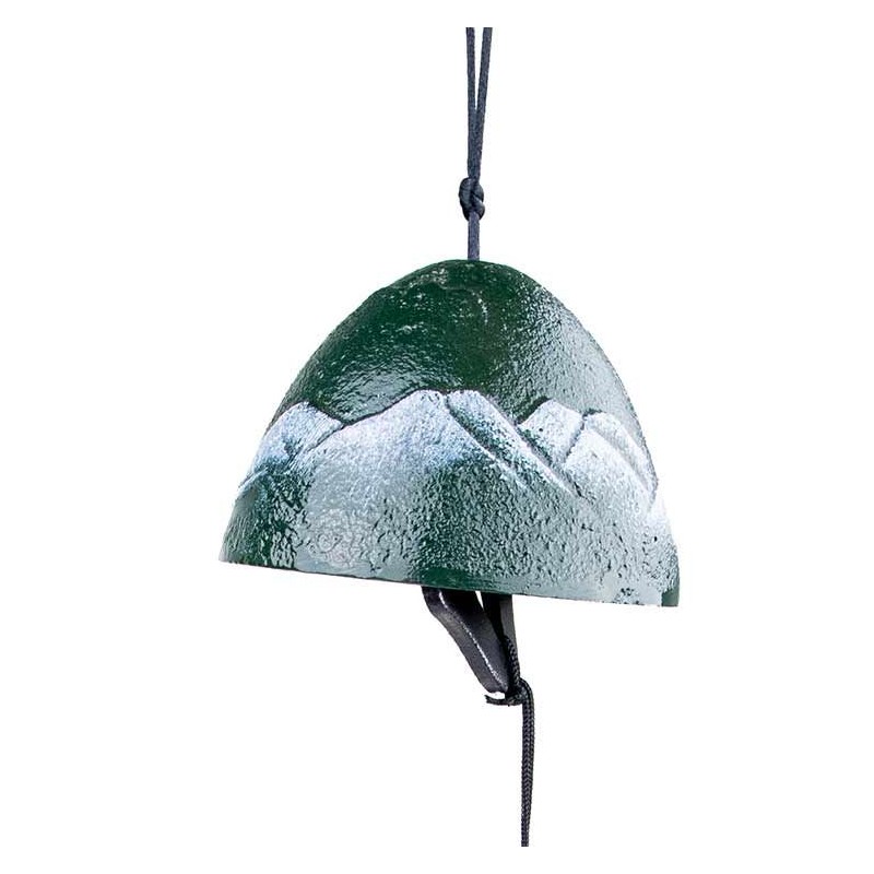 Jouet du vent japonais en fonte, Mont Fuji - Vert foncé, décoré - 1 pce - Aromandise