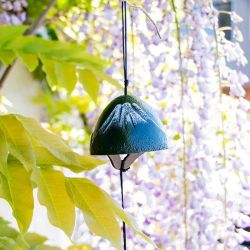 Jouet du vent japonais en fonte, Mont Fuji - Vert foncé, décoré - 1 pce - Aromandise