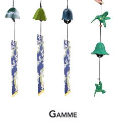 Jouet du vent japonais en fonte, Mont Fuji - Vert foncé, décoré - 1 pce - Aromandise