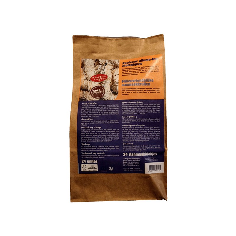Allume-feu écologiques et solidaires - 24 pièces - La Droguerie écologique