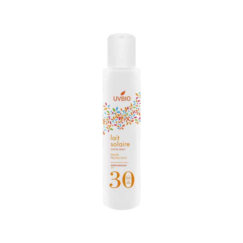 Lait solaire BIO, résitant à l'eau, Haute protection - Indice 30, 100ml - UVBIO