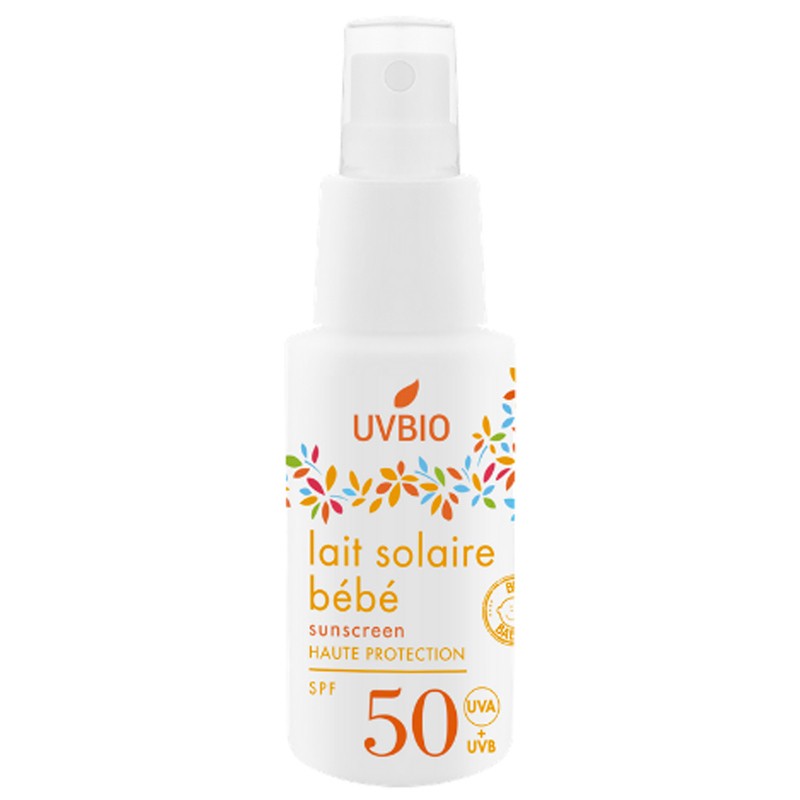 Lait solaire bébé BIO en spray, Haute protection - Indice 50, 50ml - UVBIO