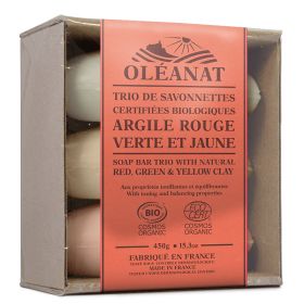 Trio di sapone biologico - Con 3 argille - 3x 150g - Oléanat