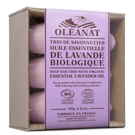Trio Seifenstück BIO - Mit biologischem Lavendel - 3x 150g - Oléanat