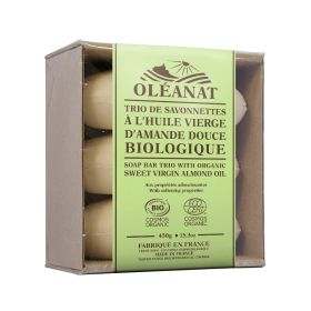 Trio de savonnette BIO - À l'amande douce - 3x 150g - Oléanat