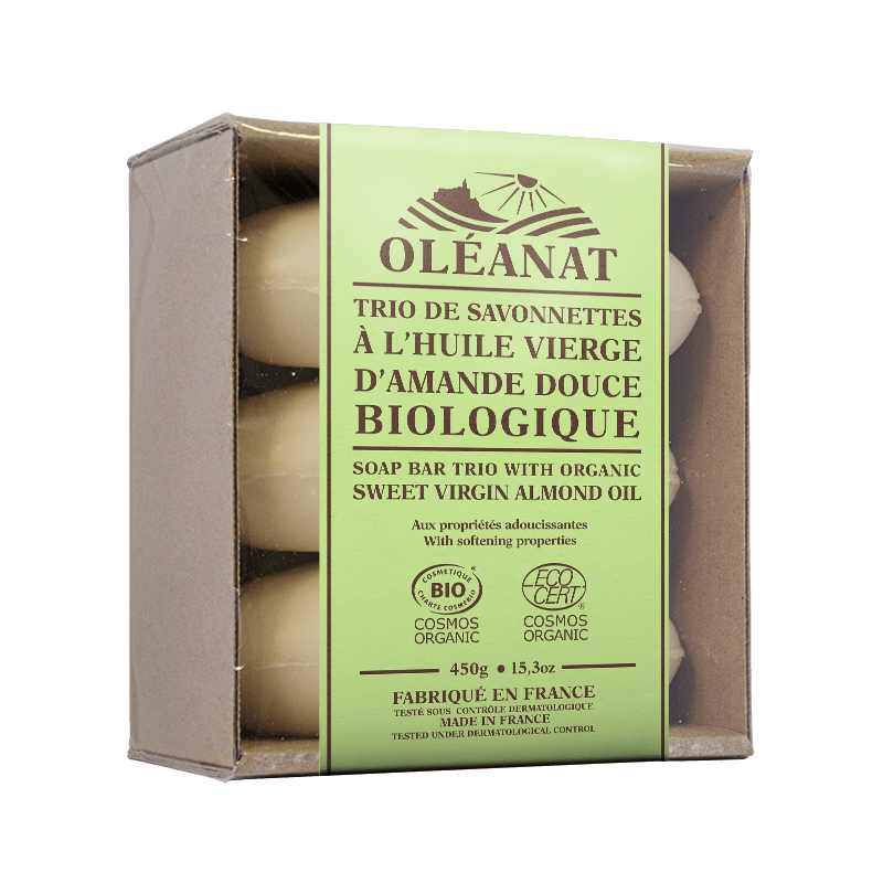 Trio di sapone biologico - Mandorla dolce - 3x 150g - Oléanat