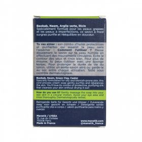 Savon Purifiant, corps & visage - Bio, végan et 100% naturel - Pour peaux grasses et à imperfections - 100g - ManEtik