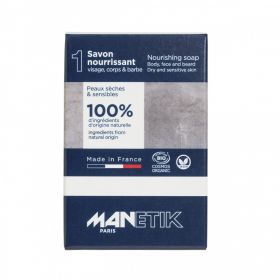 Savon Nourrissant, Visage, corps et barbe - Bio, végan et 100% naturel - Pour peaux sèches et sensibles - 100g - ManEtik