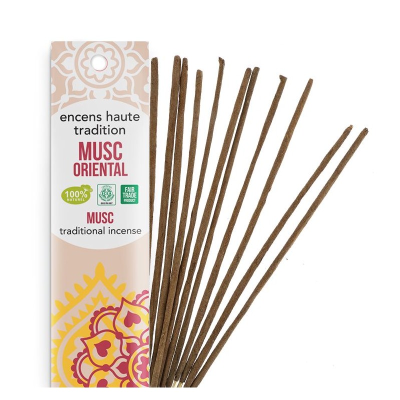 Encens Indiens, 100% naturels "Haute tradition" - Musc oriental - 20 pces - Les encens du monde
