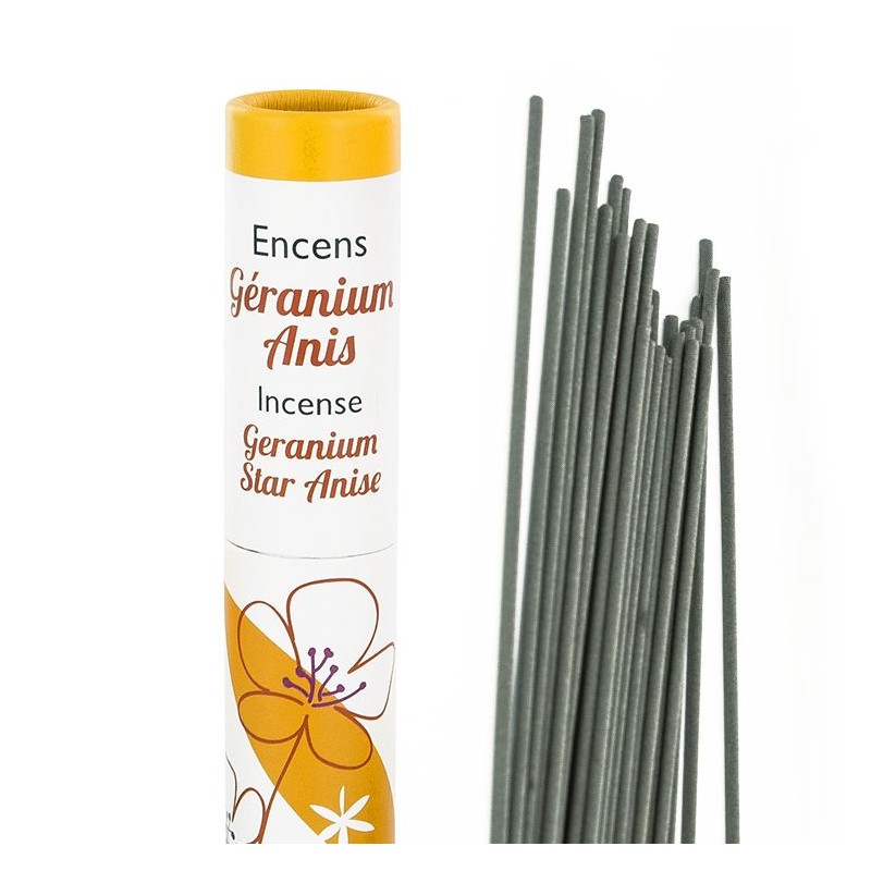 Encens végétal Japonais, Herbosense, 100% naturel -  Géranium rosat, Anis  - 30pces - Les Encens du Monde 