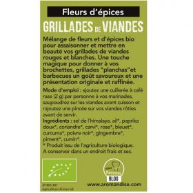 Fleurs d'épices BIO, Grillades de viandes - 75g - Aromandise