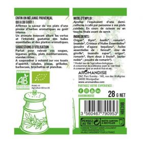 Mélange provençal BIO, Goût intense - 28g - Aromandise