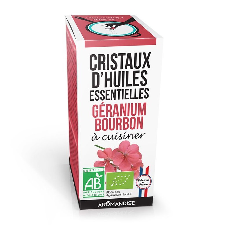 Bio Ätherisches Öl Kristalle zum Kochen, Bourbon-Geranie - 10g - Aromandise